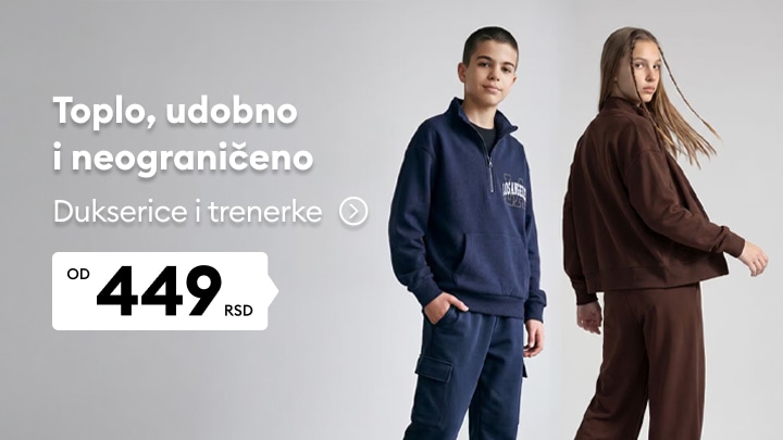 Deca u udobnim duksericama i trenerkama za svakodnevne aktivnosti i slobodno vreme po pristupačnoj ceni