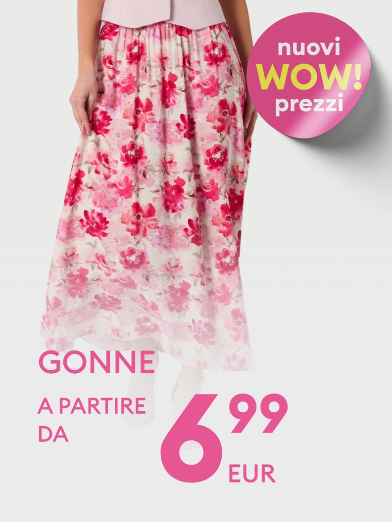 Promozione di gonne da donna con nuovi prezzi vantaggiosi, con modelli disponibili a partire da 6,99 EUR.
