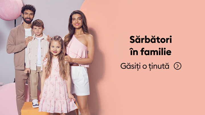 Promovează ținute coordonate pentru sărbători în familie, oferind inspirație de modă pentru părinți și copii.