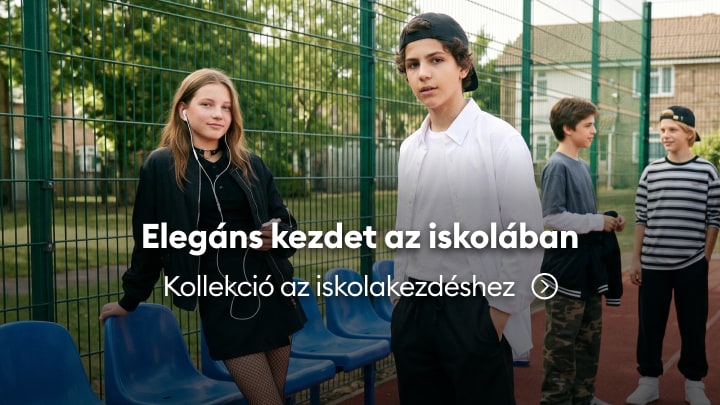 Fiatalok iskolakezdéshez ajánlott ruhakollekcióban, hétköznapi és elegáns stílusú öltözékek bemutatása.