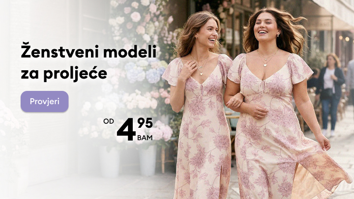 Promocija ženske proljetne kolekcije haljina, s naglaskom na aktuelne modele i povoljnu početnu cijenu, s ciljem poticanja korisnika da istraže ponudu.