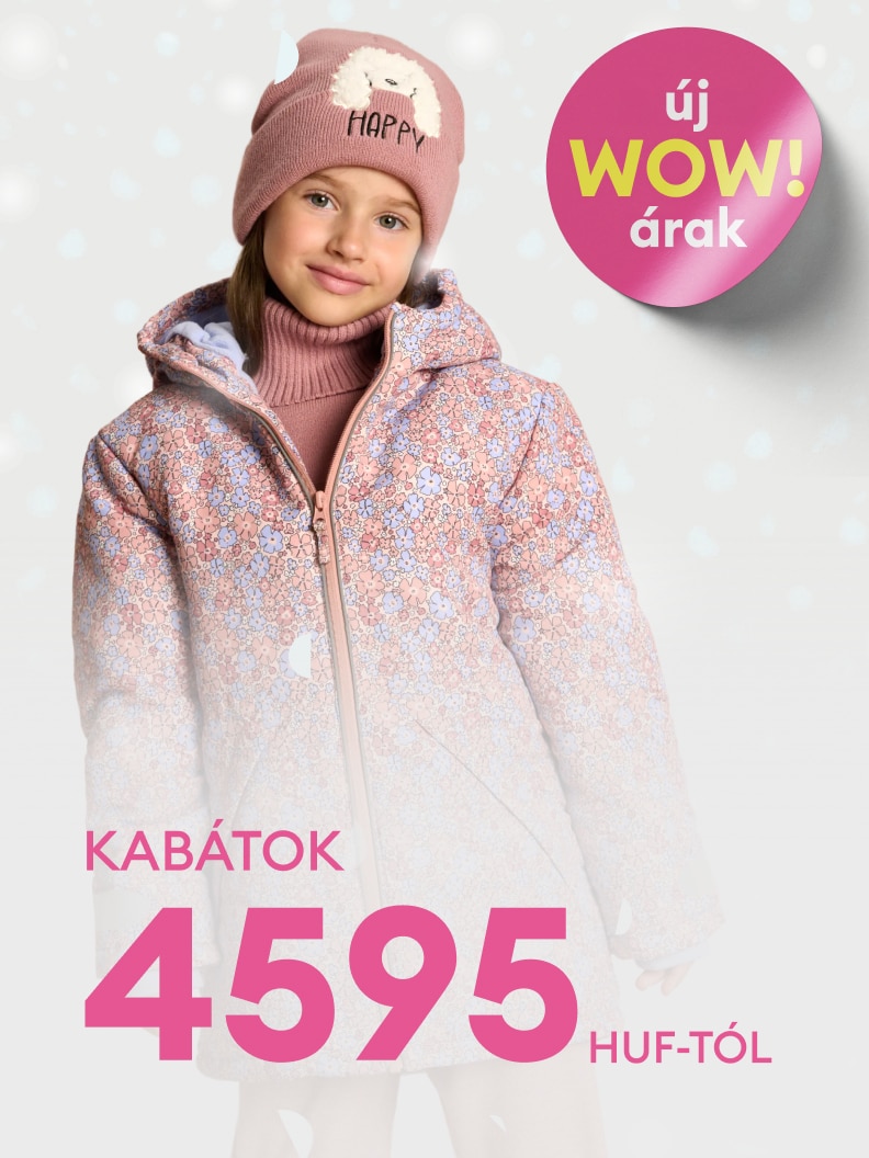 Téli kabát akció, már 4595 forinttól. Új WOW árak! Kényelmes, meleg kabát, ideális téli viselet gyerekeknek. Tökéletes választás a hidegebb hónapokra, kedvező áron. Vásárolj most és fedezd fel az ajánlatokat!