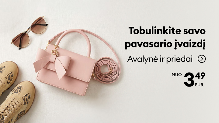 Reklaminis pasiūlymas kviečia atnaujinti pavasario įvaizdį, pristatant avalynę ir aksesuarus už prieinamą kainą nuo 3,49 EUR.