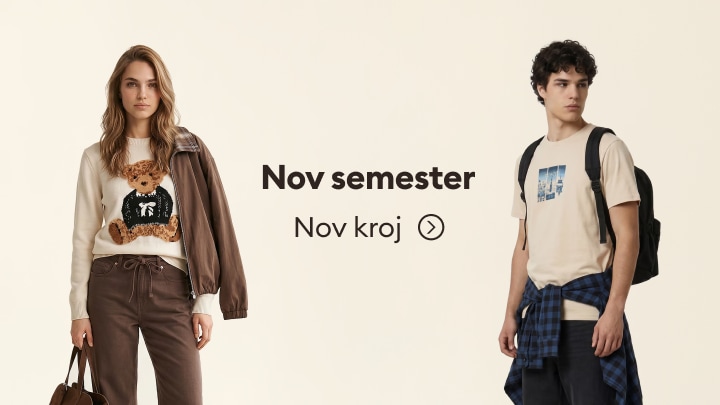 Promocija oblačil za nov semester z mladostnimi modnimi kombinacijami za vsakdanji in šolski stil