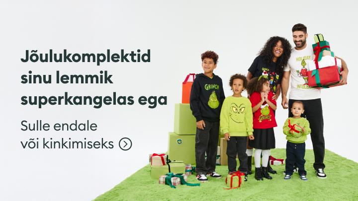 Jõulukomplektid superkangelastega. Sobivad kingituseks või enda rõõmustamiseks. Pildil grupp inimesi jõulukinkide ja siltidega, mis viitavad jõuluhõngulisele atmosfäärile. Täiuslikud ideed pühadehooaja kingitusteks. banner