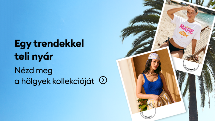 A Sinsay női nyári kollekciójának promóciója, amely trendi nyári stílusokat mutat be és a kollekció megtekintésére ösztönöz.