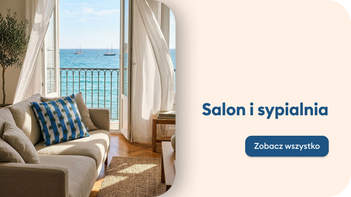 Inspiracja aranżacyjna prezentująca ofertę do salonu i sypialni, zachęcająca do przeglądania produktów i pomysłów na komfortowe wnętrza.