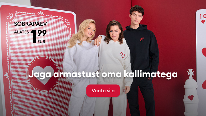 Sõbrapäeva kampaania, kus rõhutatakse armastuse jagamist kallimaga. Hind alates 1,99 eurot. Kutse üles veebilehe külastamiseks, vajutades nupule „Vaata siia“. Tekst ja visuaalid seostuvad sõbrapäeva temaatikaga.