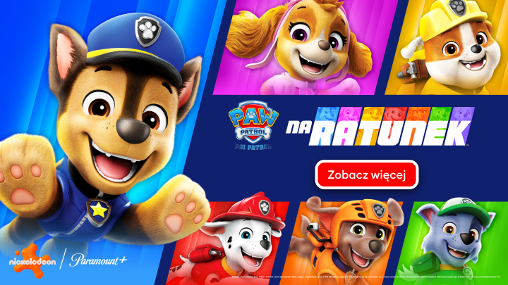 SpongeBob Kanciastoporty wraz z przyjaciółmi: Patrykiem Rozgwiazdą i ślimakiem Gacusiem uśmiechają się na tle podwodnego krajobrazu. Zaproszenie do poznania ich przygód znajduje się w napisie "Zobacz więcej".