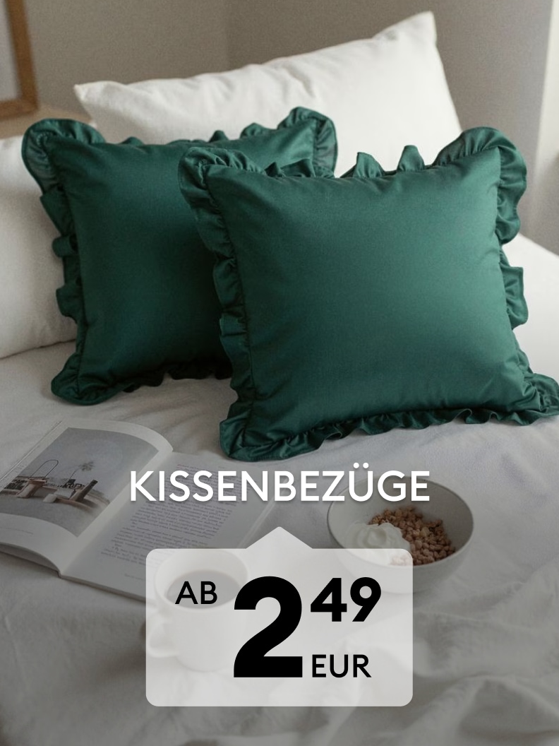 Dekorative Kissenbezüge mit Rüschen für gemütliche Wohnräume und Schlafzimmer, erhältlich ab 2,49 EUR