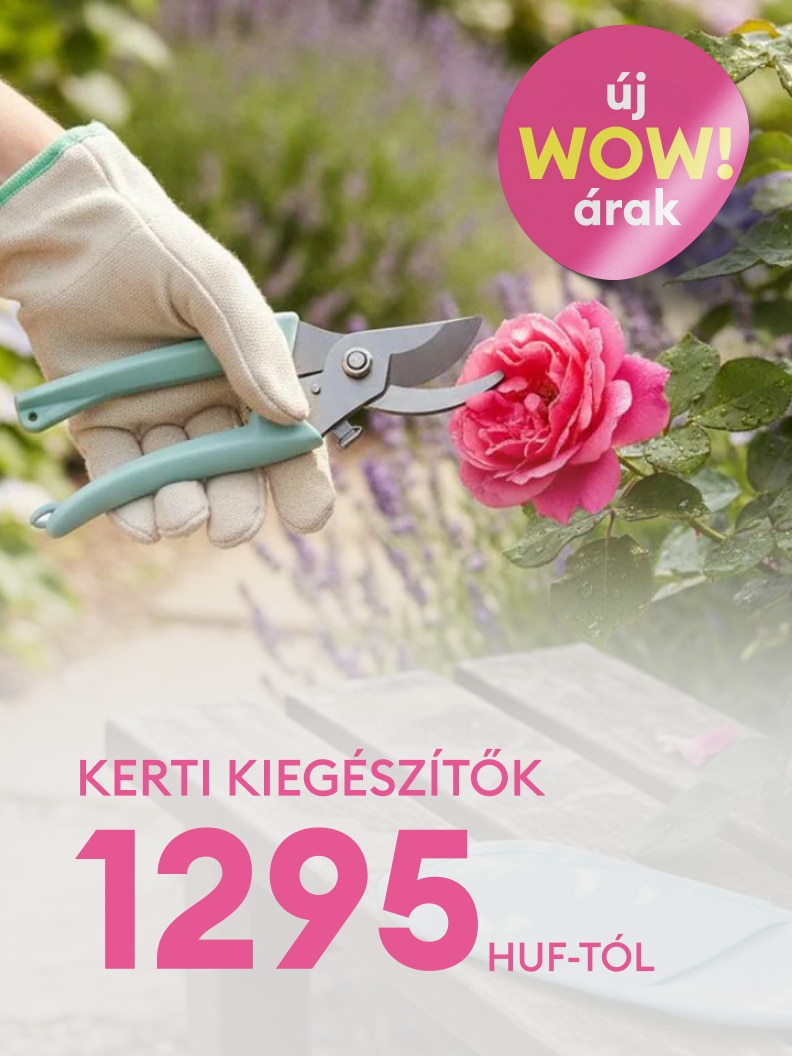 Kertészeti kiegészítők akciós ajánlata, metszési tevékenység példáján keresztül bemutatva, a termékek gyakorlati használatát és a kedvező kezdőárat kommunikálva.