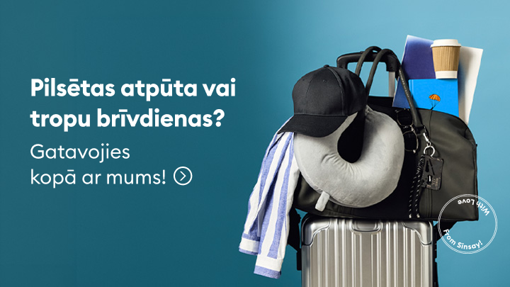 Iedvesmo sagatavoties pilsētas atpūtai vai tropu brīvdienām, piedāvājot ceļošanas piederumus un aksesuārus no Sinsay.