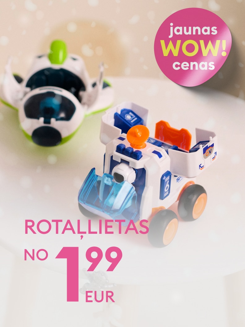 Rotaļlietas dažādām vecuma grupām pieejamas par jaunām WOW cenām, sākot no 1,99 EUR. Idejas dāvanām, kas iepriecina. Produkts radīts bērnu priekam un attīstībai. Apskatiet pieejamās iespējas!
