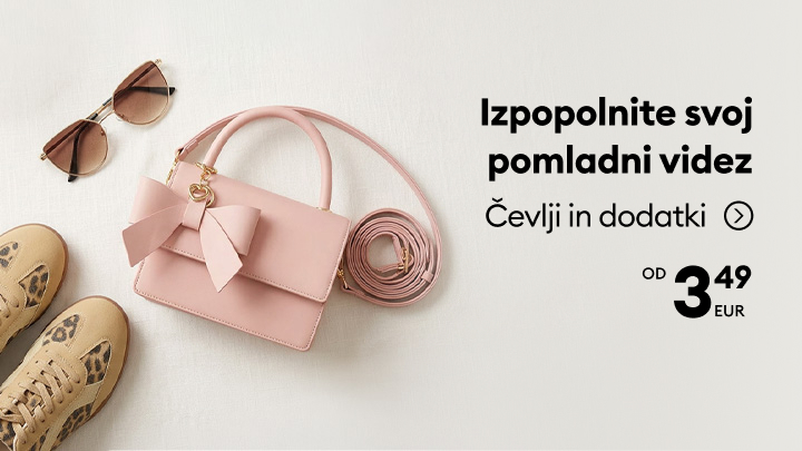 Promocija pomladne ponudbe obutve in modnih dodatkov, namenjena dopolnitvi spomladanskega videza z ugodno cenovno ponudbo.