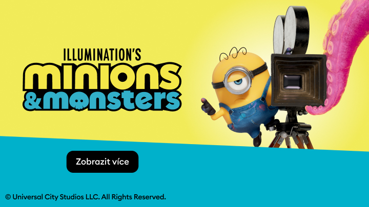 Propagace kolekce Illumination Minions & Monsters s animovanou postavou, která vybízí k prohlédnutí nabídky.