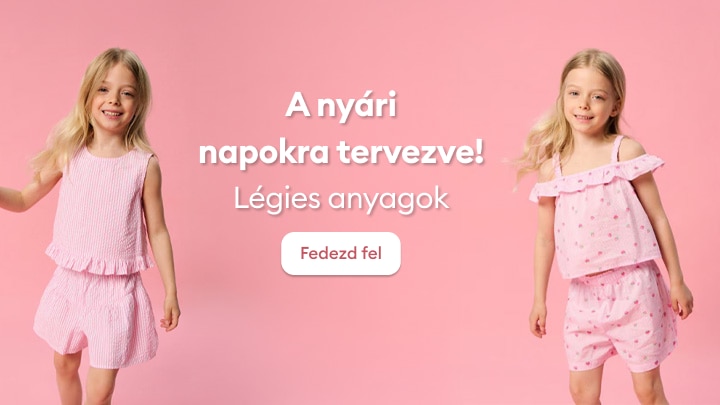 Könnyű és légies nyári gyerekruházat meleg napokra, kényelmes viselethez és szabad mozgáshoz.