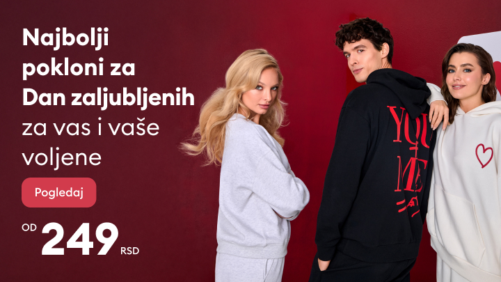 Najbolji pokloni za Dan zaljubljenih za vas i vaše voljene. Promo ponuda modernih odevnih kombinacija uz cene već od 249 RSD. Dugme za pregled ponude je dostupno i pruža više informacija o proizvodima.