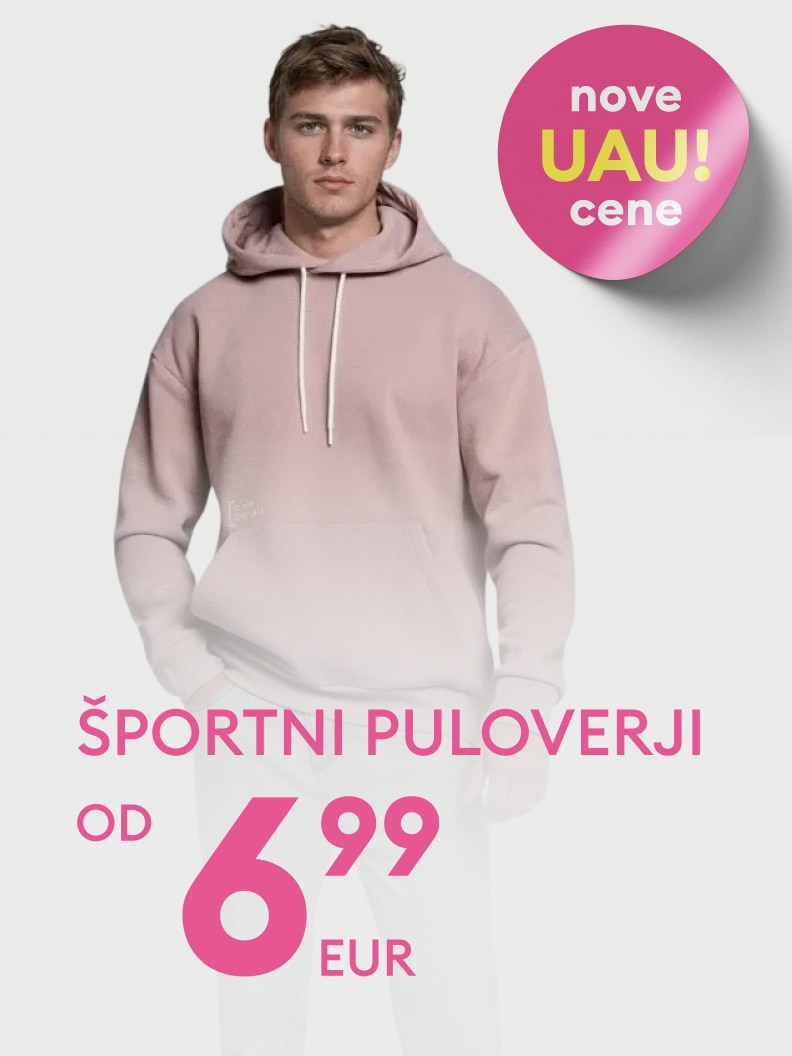 Športni puloverji zdaj na voljo po novi ceni že od 6,99 EUR. Odlična priložnost za ugoden nakup športnih oblačil. Popusti in ponudba veljajo za omejen čas. Ne zamudite!