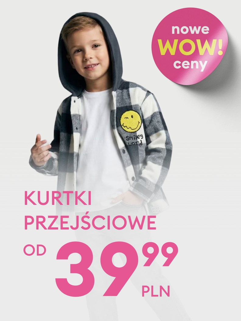 Promocja kurtek przejściowych z atrakcyjną ceną, mająca zachęcić do zapoznania się z aktualną ofertą i dokonania zakupu.