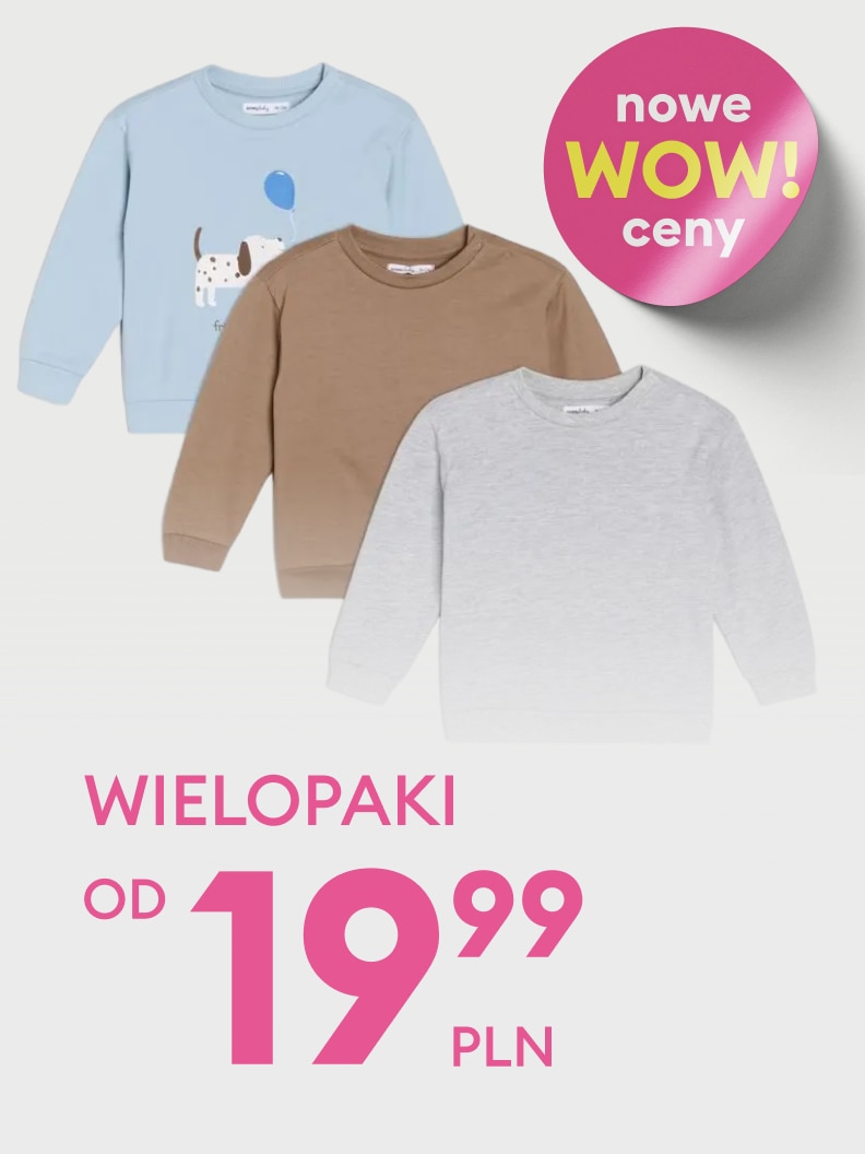 Oferta wielopaków dziecięcych bluz od 19,99 PLN. Promocja z nowymi, atrakcyjnymi cenami.