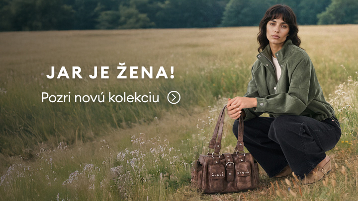 Jar je žena! Objavte novú kolekciu dámskych módnych doplnkov, inšpirovanú prírodou a jarou. Na obrázku je kabelka s elegantným dizajnom, ktorá je súčasťou najnovšej kolekcie. Prezrite si všetky produkty a nájdite svoj obľúbený kúsok.