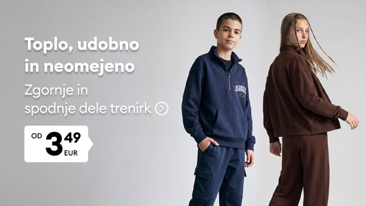 Otroška športna oblačila za udobno in toplo vsakodnevno nošenje, na voljo zgornji in spodnji deli trenirk po ugodni ceni.
