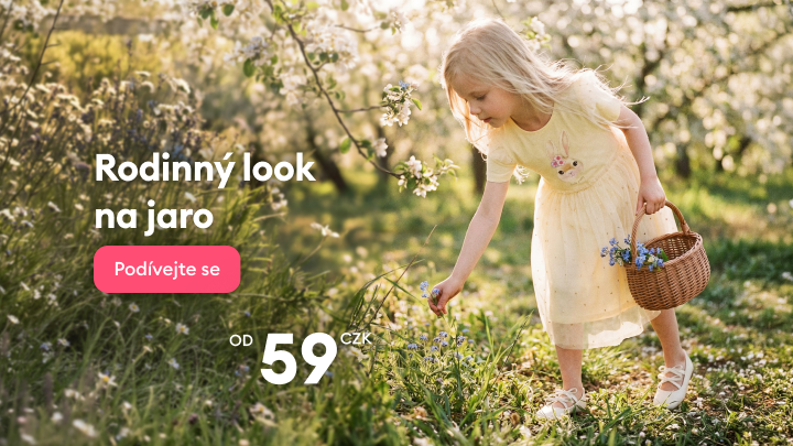 Propagace jarní rodinné kolekce oblečení, zaměřená na lehký sezónní styl pro děti i rodiče a cenově dostupný nákup vhodný pro každodenní nošení.