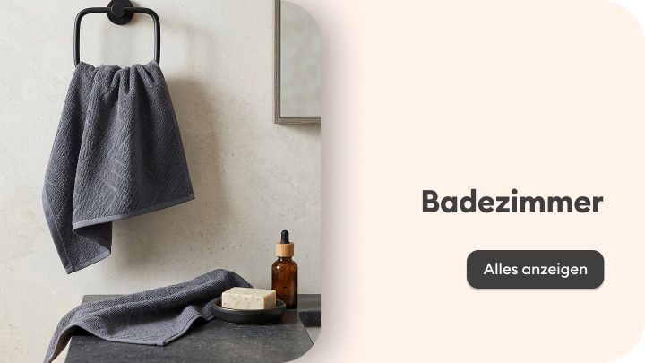 Kategorie-Teaser für Badezimmer: inspiriert zum Entdecken von Badtextilien und Accessoires für den täglichen Gebrauch.