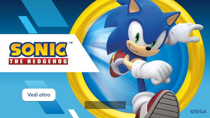 Sonic the Hedgehog, il famoso riccio blu di SEGA, corre attraverso un anello dorato. Personaggio dinamico e veloce, simbolo di avventura e azione nei videogiochi. Scopri di più sul suo mondo e sulle sue incredibili missioni. Perfetto per gli amanti dell'azione e della velocità. banner