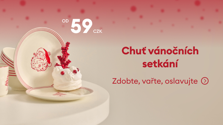 Vánoční kolekce od 59 Kč. Porcelán s motivy svátečních dekorací a zimních radostí. Inspirace pro zdobení, vaření a oslavy. Prožijte kouzlo Vánoc s elegantním nádobím, které dodá vašemu stolu jedinečný vzhled. banner