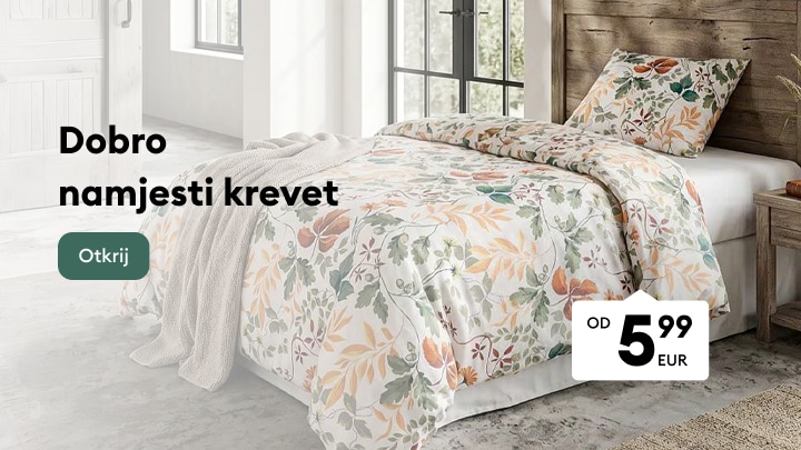 Promocija posteljine s cvjetnim uzorkom za ugodno i moderno uređenje spavaće sobe po povoljnoj cijeni.