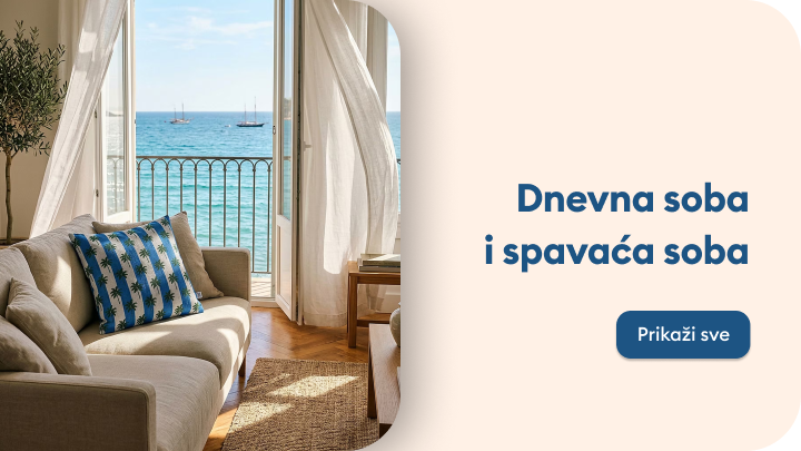 Inspiracija za uređenje dnevne i spavaće sobe u prijatnom, opuštajućem prostoru sa pogledom na more, namenjena istraživanju ideja za enterijer.