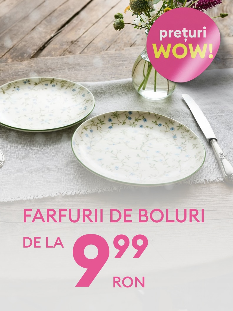 Farfurii decorative disponibile de la 9,99 RON. Perfecte pentru a completa masa, acestea adaugă eleganță oricărei ocazii. Oferta specială cu prețuri WOW pentru un design atrăgător și accesibilitatea tuturor. Nu rata această ocazie unică!