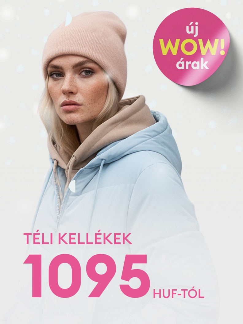 Téli kellékek már 1095 HUF-tól elérhetők. Az ajánlat a képen látható téli ruházati termékekre vonatkozik, például kabátra és sapkára. Új WOW árak, kedvezményes ajánlat, ideális választás a hideg időjárásra.