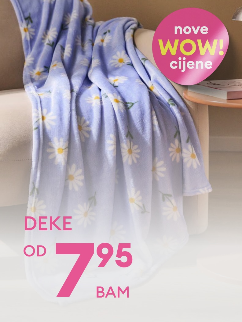 Promotivna ponuda deka za dom, s naglaskom na nove snižene cijene i povoljnu kupovinu.