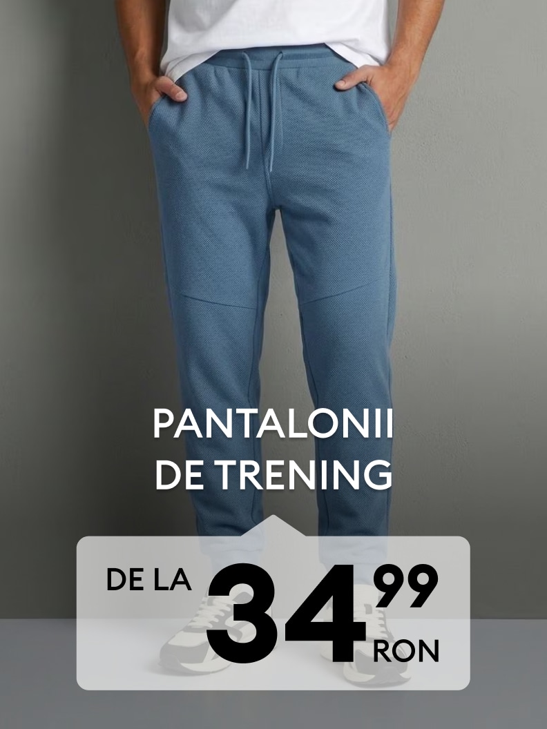 Pantaloni de trening pentru bărbați, potriviți pentru activități sportive și confort zilnic, disponibili la preț promoțional de la 34,99 RON