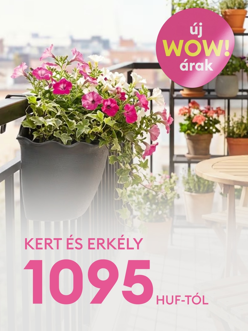 Akciós ajánlat kert- és erkélyfelszerelésre, kedvező belépő árral 1095 HUF-tól, a vásárlás ösztönzésére.