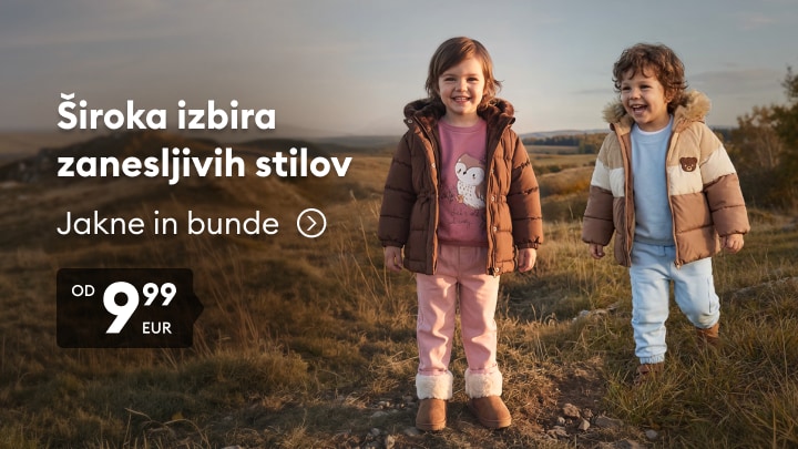 Otroške jakne in bunde za vsakodnevno nošenje in hladnejše vreme po ugodni ceni.