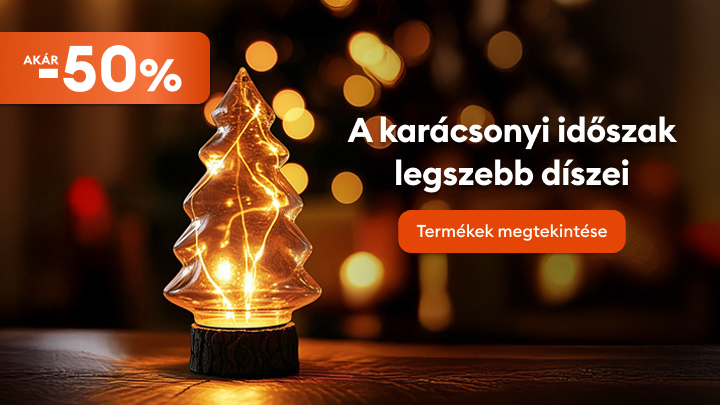 Akár 50%-os kedvezmény a karácsonyi dekorációkra. Ismerje meg az ünnepi időszak legszebb díszeit, amelyek melegséget és varázslatot visznek otthonába. Kattintson a gombra, hogy felfedezhesse a kínálatot, és tegye különlegessé az idei karácsonyt!