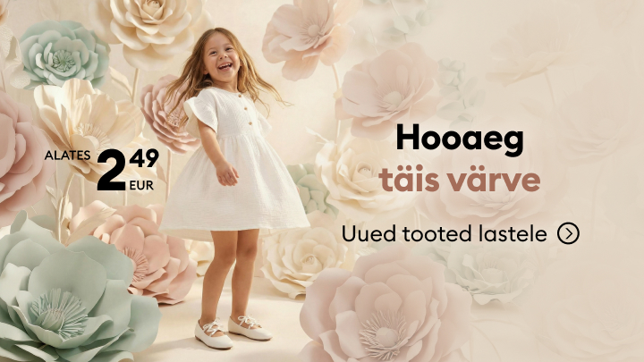 Reklaam tutvustab hooajalist lastekollektsiooni ja uusi tooteid, rõhutades taskukohast alghinda ning kutsudes avastama valikut.