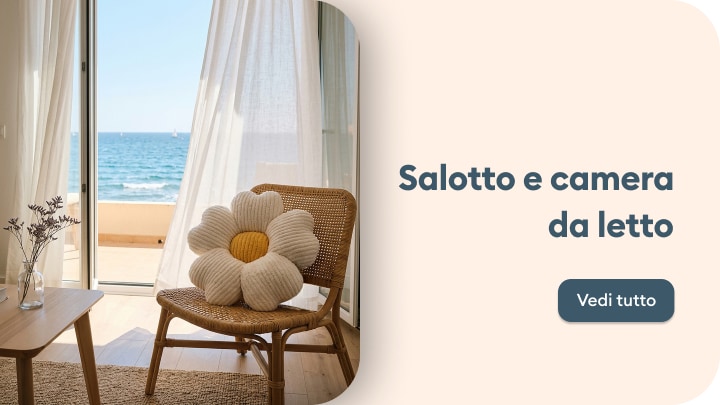 Arredi e decorazioni per salotto e camera da letto in stile accogliente e rilassante vicino al mare