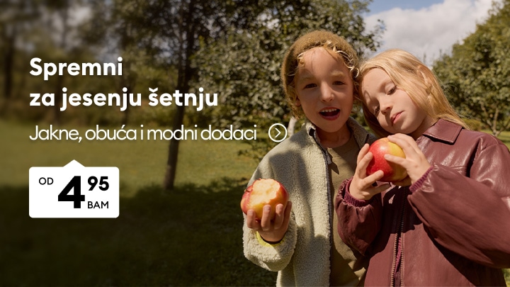 Dječija jesenska kolekcija jakni, obuće i modnih dodataka za šetnje na otvorenom po promotivnim cijenama