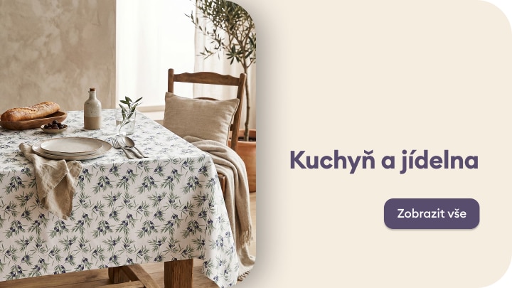 Inspirace pro vybavení kuchyně a jídelny s ubrusem a prostřeným stolem pro domácí stolování