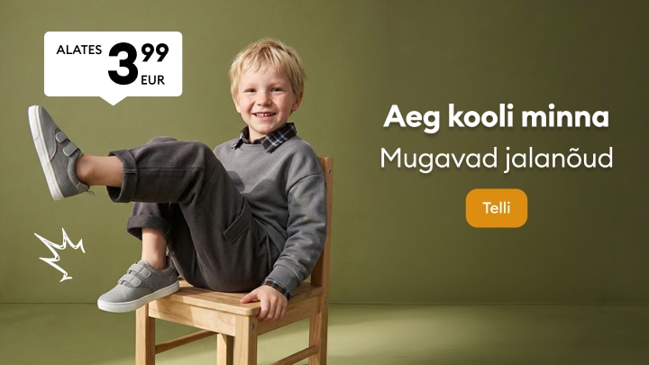 Laps reklaamib mugavaid koolijalatseid kooliaasta alguseks soodsa hinnaga.