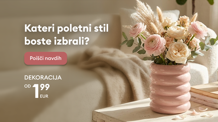 Navdih za poletni stil doma ter promocija ugodnih dekorativnih izdelkov za osvežitev notranjega prostora.