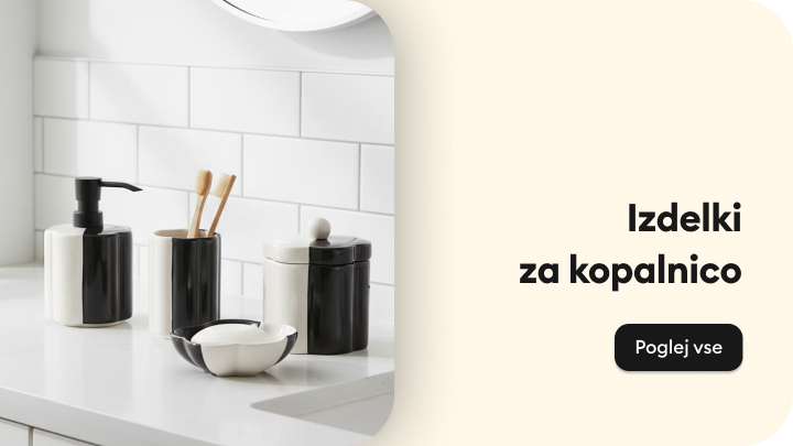 Predstavitev ponudbe kopalniških dodatkov za urejanje in organizacijo umivalnika ter vsakodnevne osebne higiene.