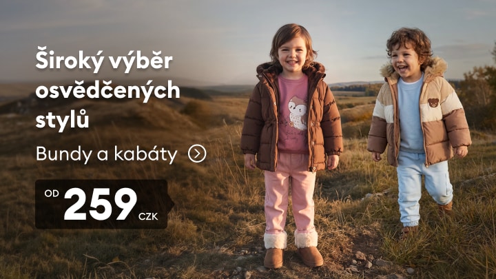 Dětské bundy a kabáty pro chladné počasí v různých stylech za výhodnou cenu od 259 Kč