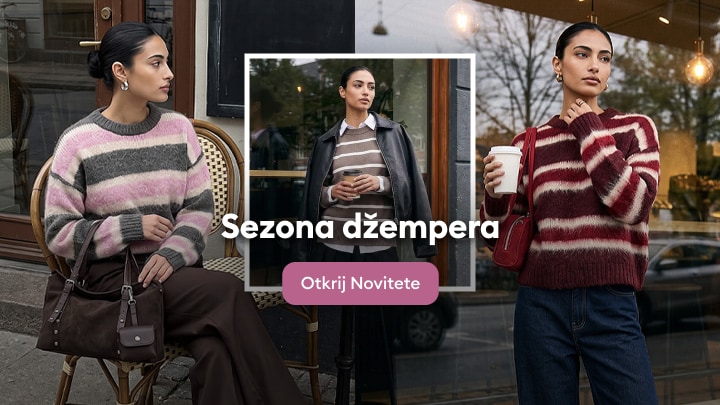 Promocija ženskih džempera za novu sezonu uz prikaz različitih modela za svakodnevne i elegantne kombinacije