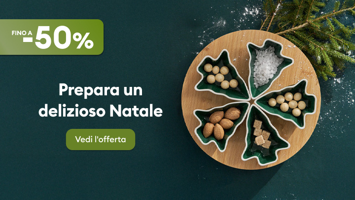 Offerta speciale per il Natale: sconto fino al 50%. Prepara un Natale delizioso con accessori per la cucina e prodotti perfetti per le festività. Scopri di più cliccando sull'offerta.