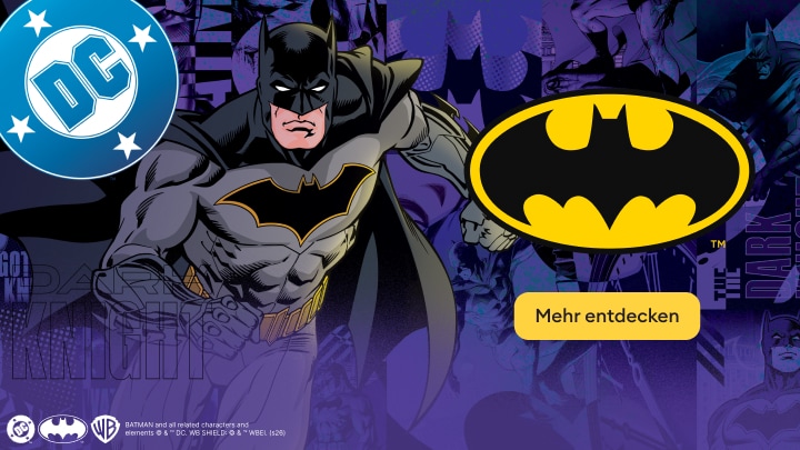 Batman- und DC-Kollektion entdecken mit Kleidung und Accessoires für Fans der Superheldenwelt